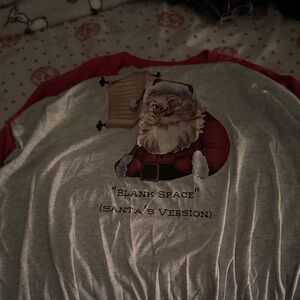 Next Level Apparel Red and Gray Santa Long Sleeve Tee